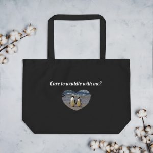 Care to waddle with me? Large Organic Tote Bag