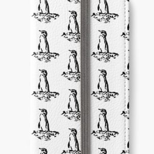 Galapagos Penguin iPhone Wallet (black penguins)