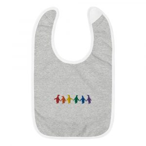 Pride Penguins Embroidered Baby Bib