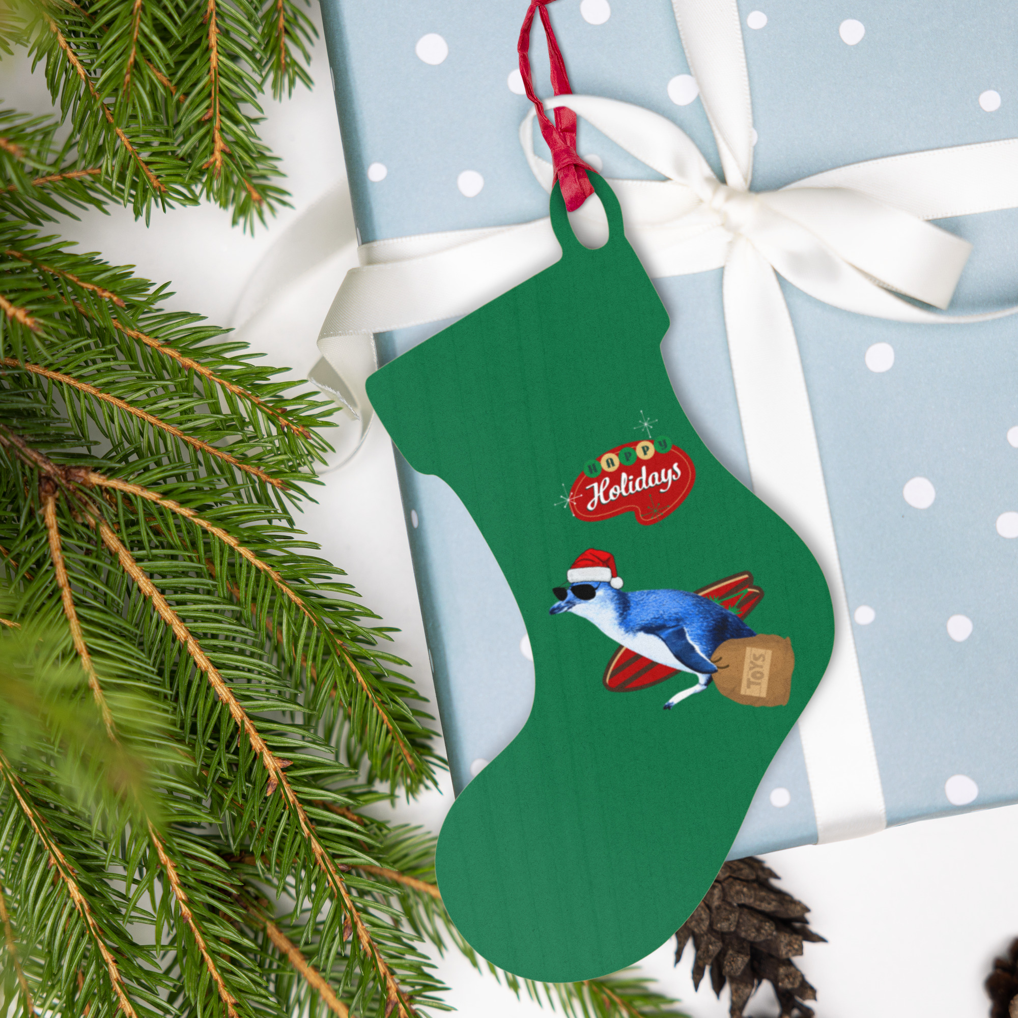 Holiday Little Blue Penguin Wooden Ornaments