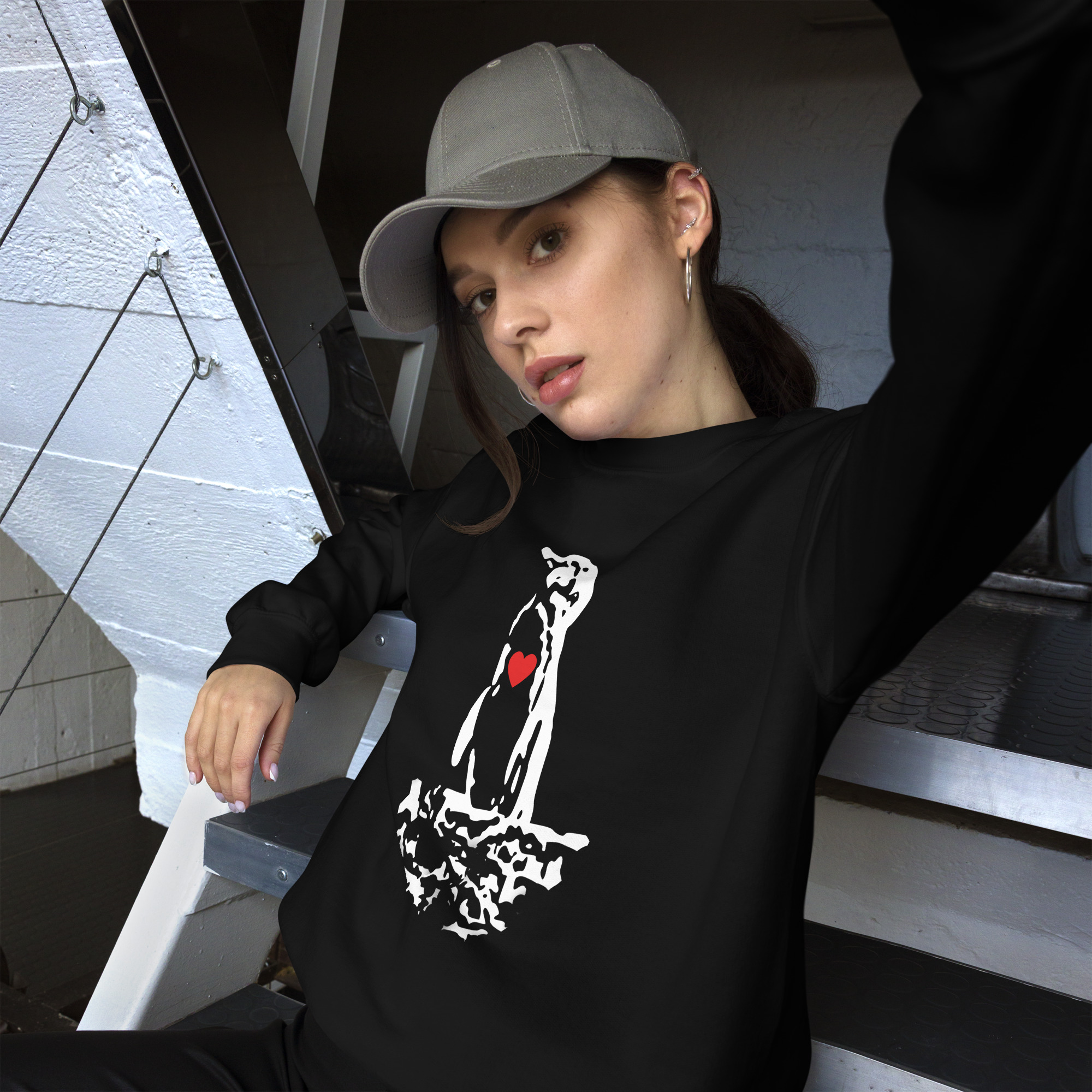 Galapagos Penguin with red heart Sweatshirt