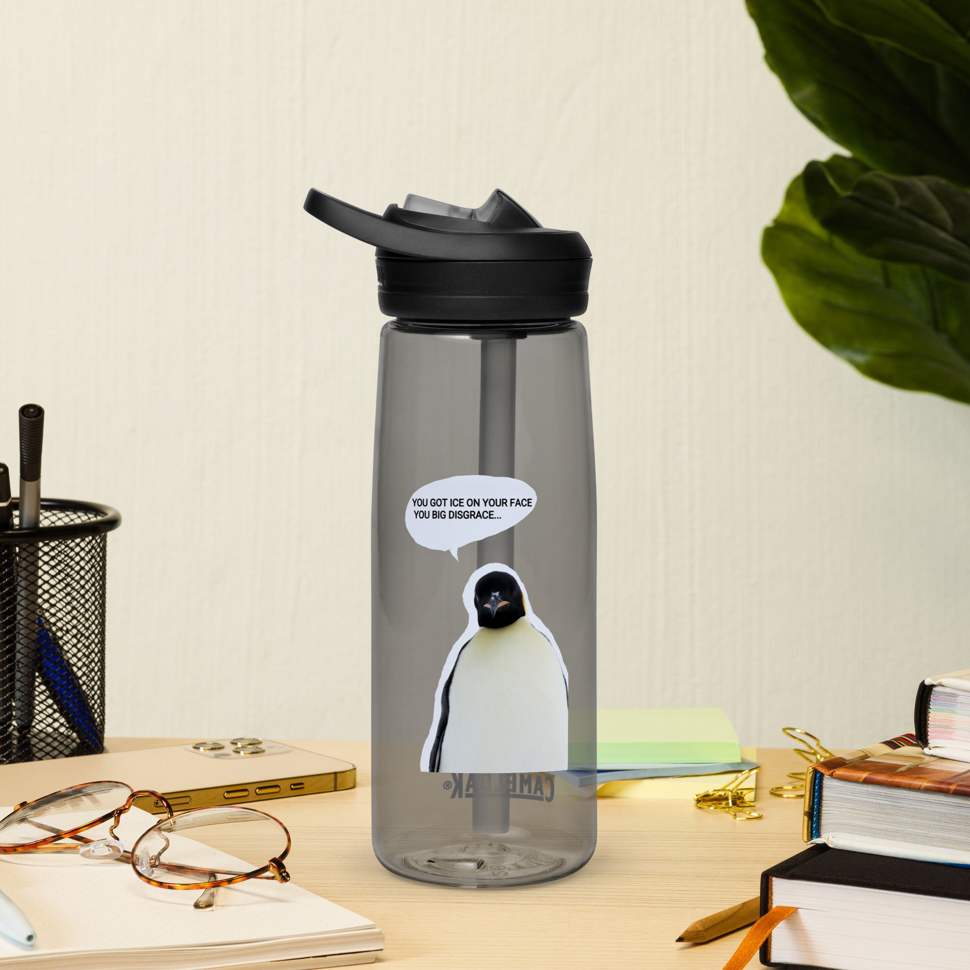 Emperor Penguin ice on your face Sports water bottle