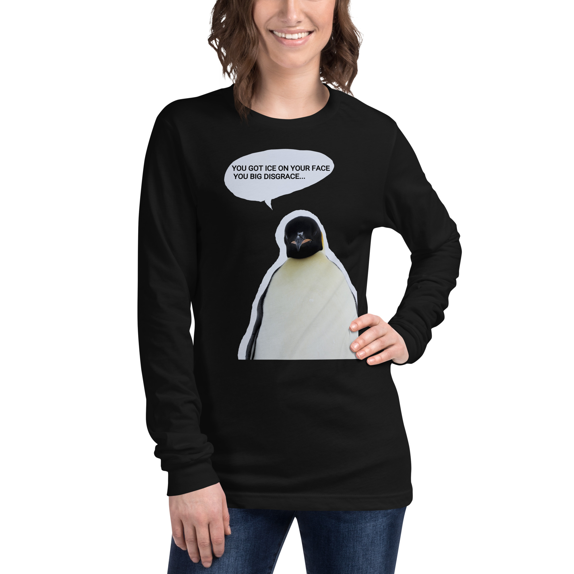 Emperor Penguin ice on your face Unisex Long Sleeve Tee