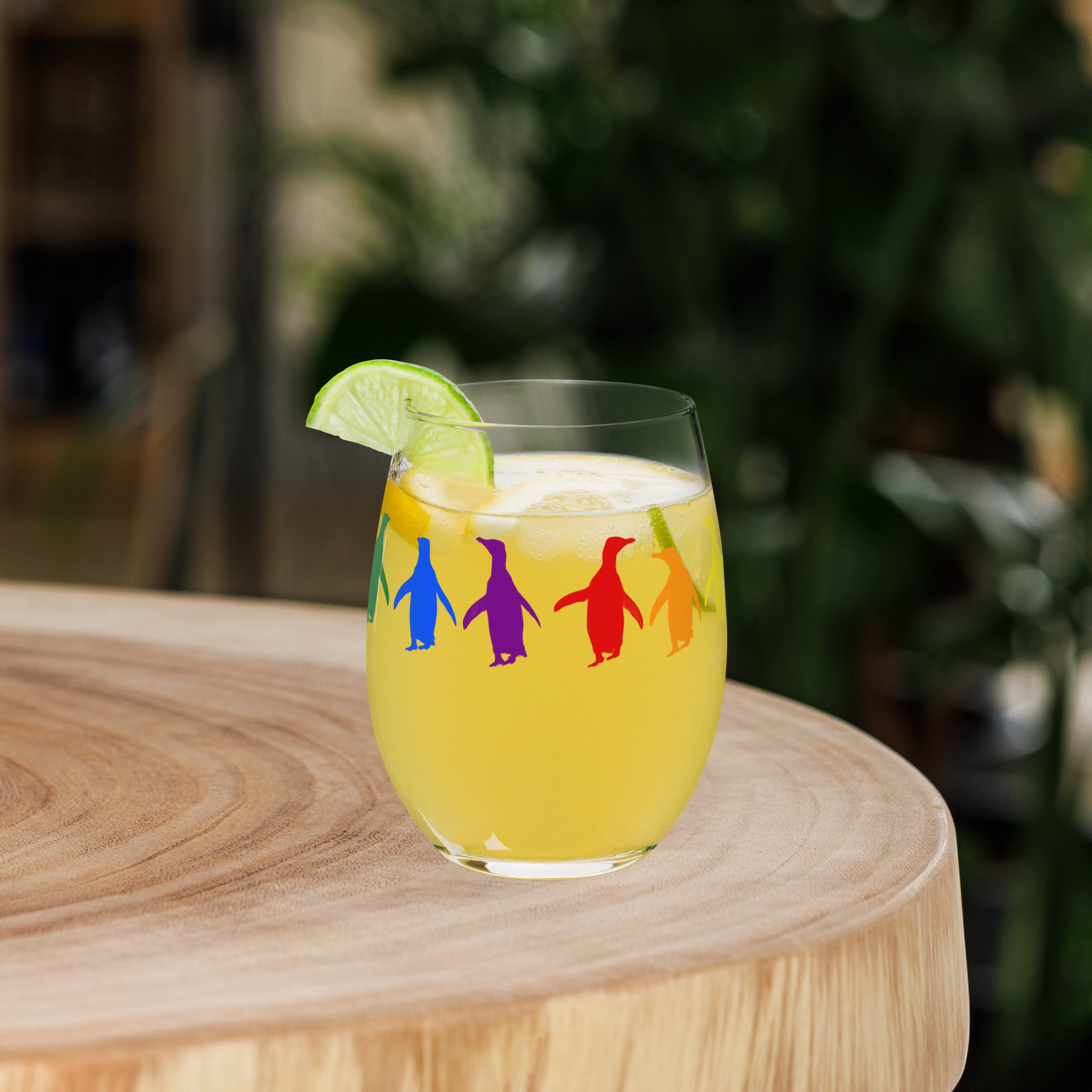 Pride Penguins Stemless wine glass