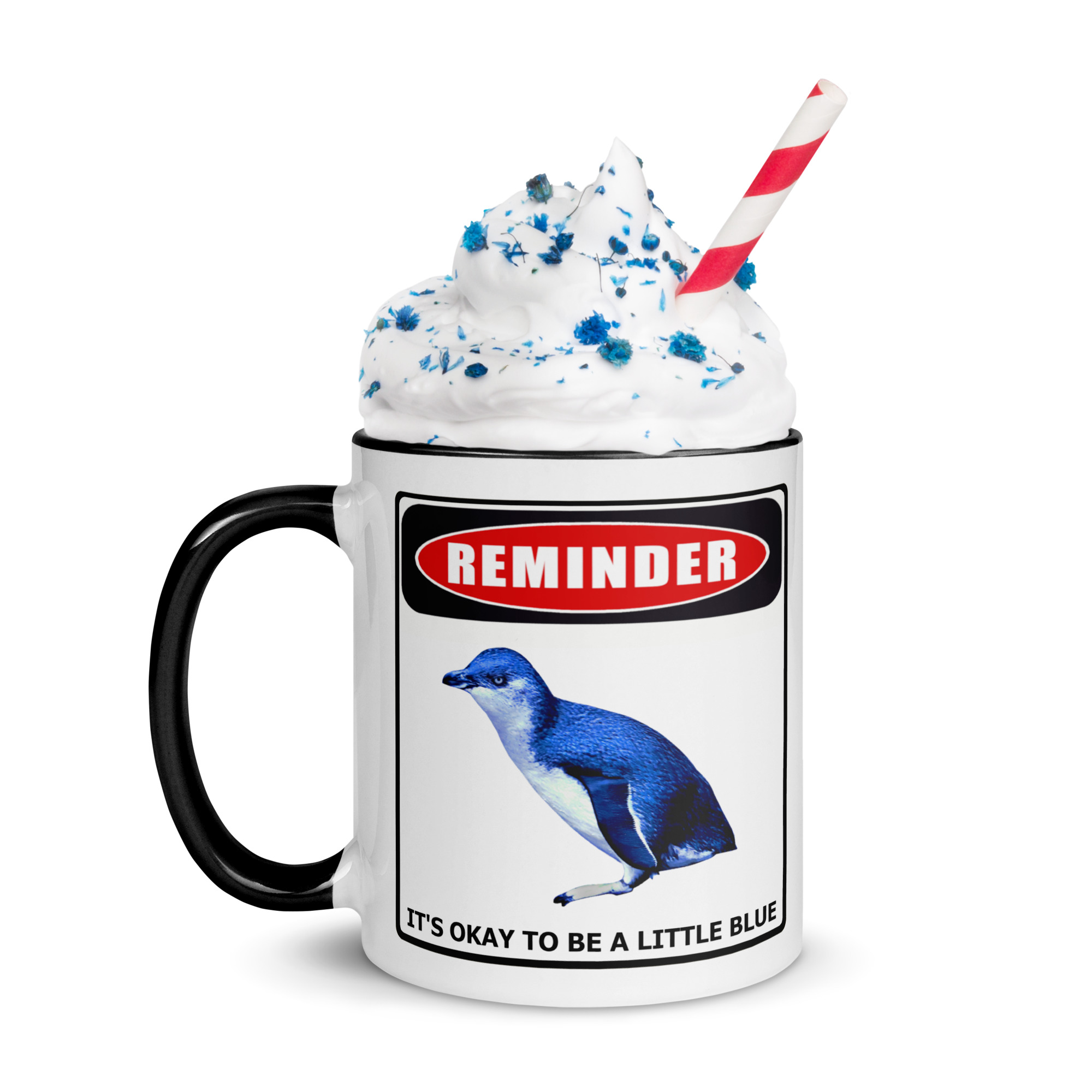 Little Blue Penguin Reminder Mug with Color Inside